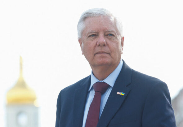 U.S. Senator Lindsey Graham (R-SC) speaks to the media in Kyiv